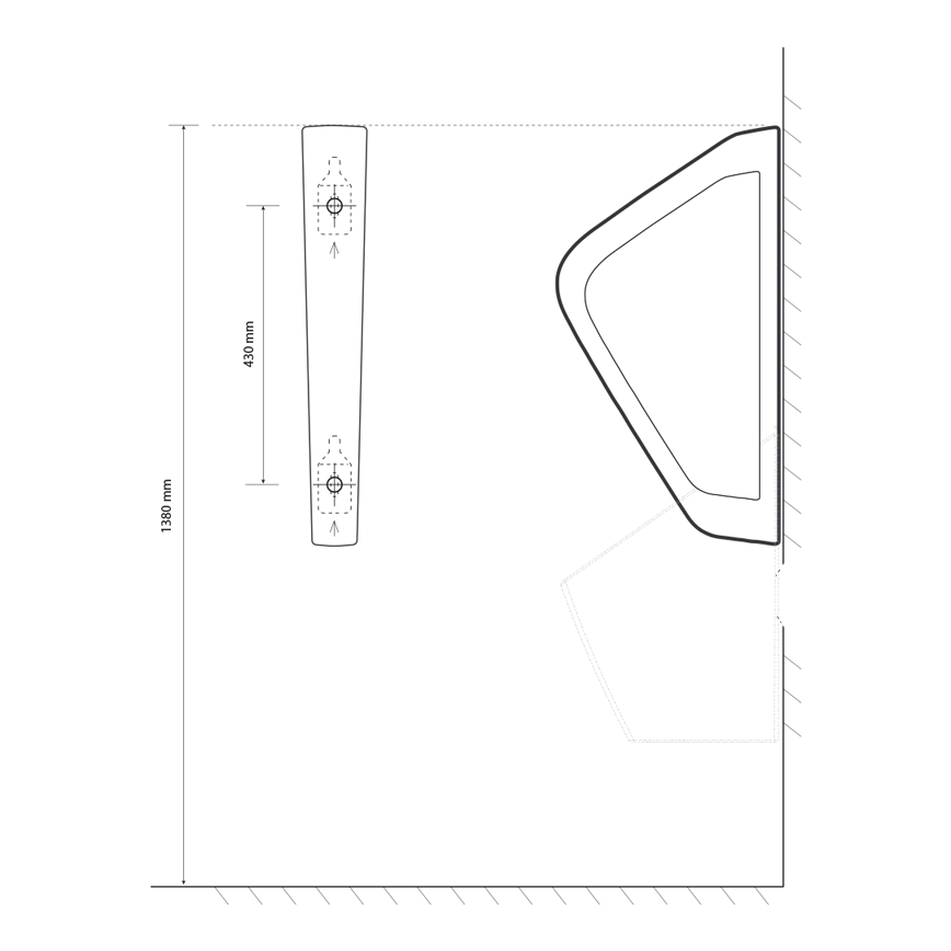 EcoStep 33001 - Разделителна преграда за писоар 57,5x36 см керамика/бяла
