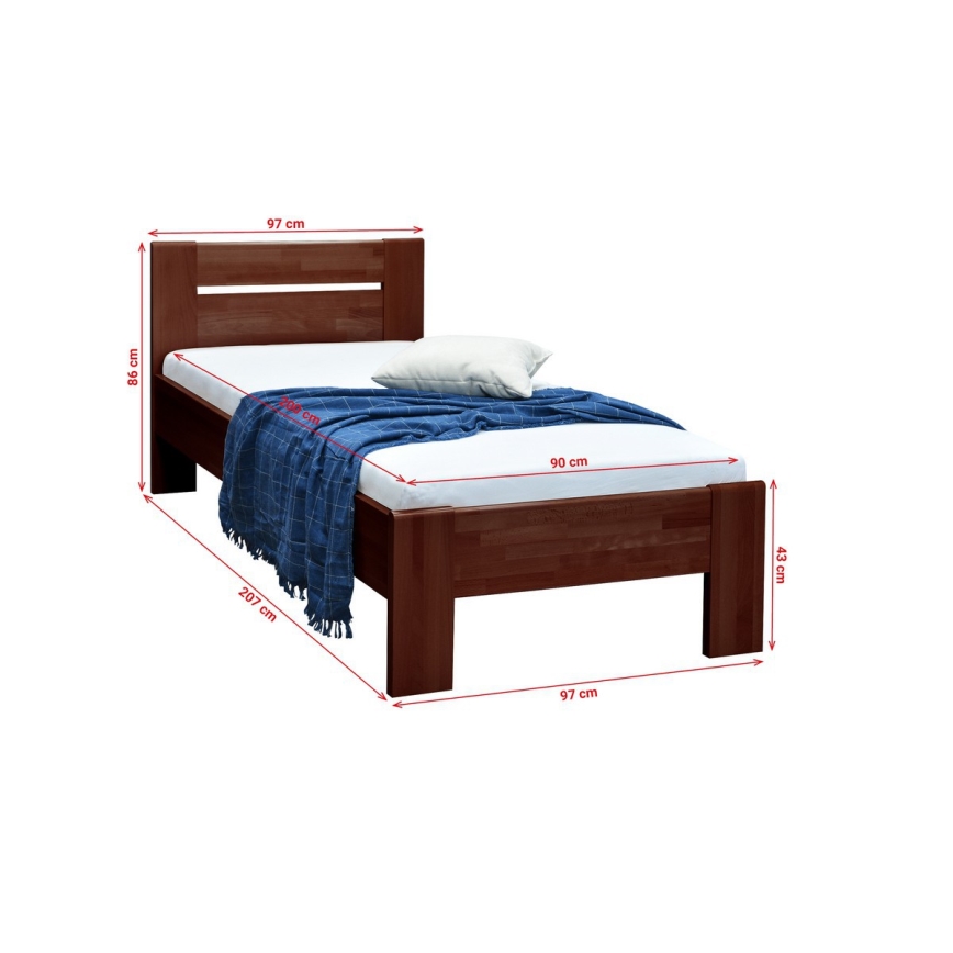 Единично легло AMBER 90x200 cm тъмен орех