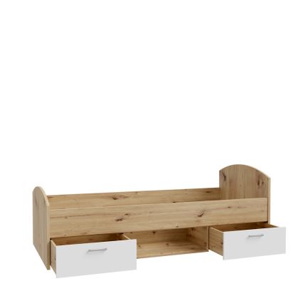 Единично легло с вградено място за съхранение URO 90x200 cm дъб artisan/бяло
