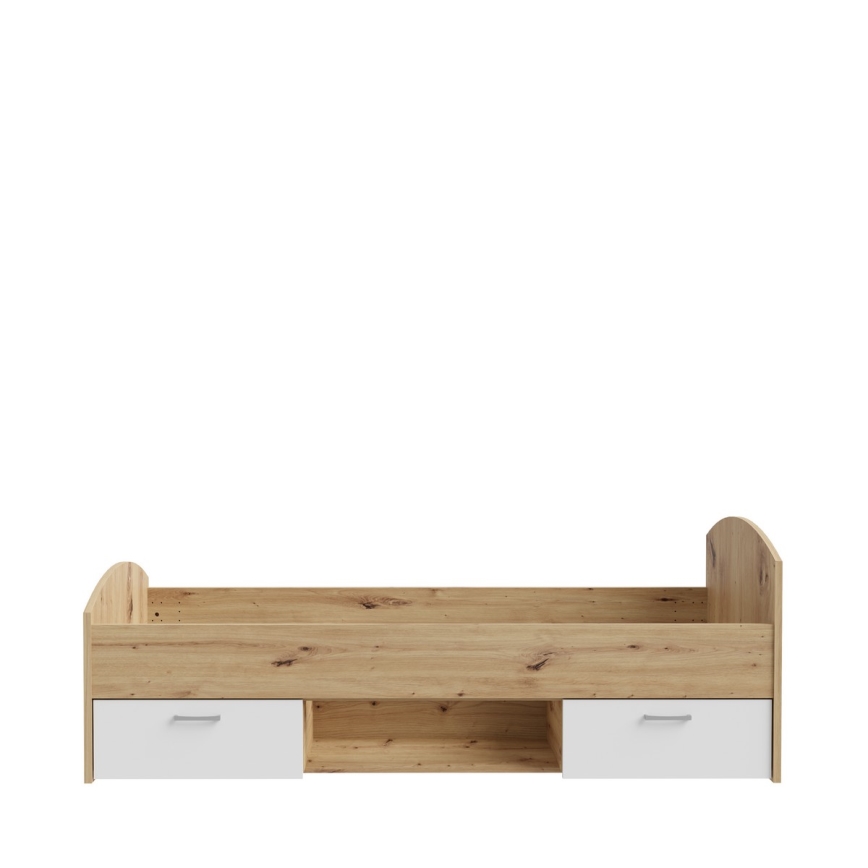 Единично легло с вградено място за съхранение URO 90x200 cm дъб artisan/бяло