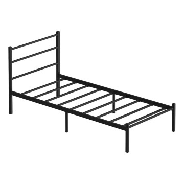 Единично метално легло FERON 90x200 см, черно, товароносимост 120 кг