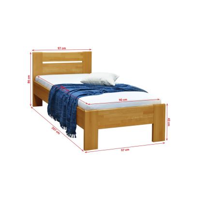 Едноспално легло AMBER 90x200 см, светъл орех