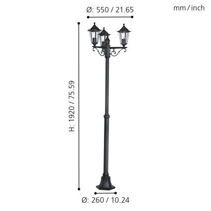Eglo - Екстериорна лампа 3xE27/60W/230V IP44