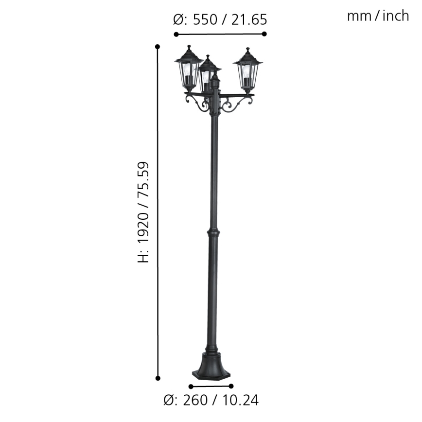 Eglo - Екстериорна лампа 3xE27/60W/230V IP44