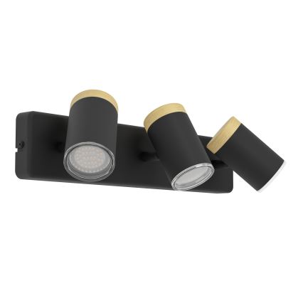 Eglo - Точково осветително тяло за баня 3xGU10/3W/230V IP44 черно/бежово