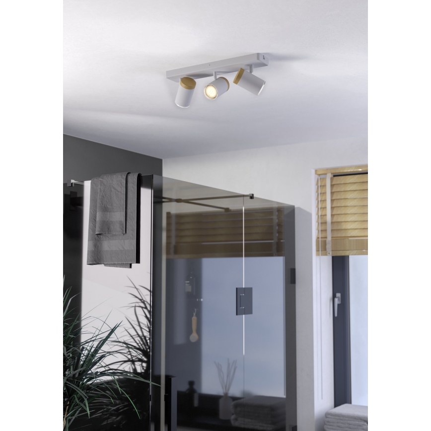 Eglo - Спот за баня 3xGU10/3W/230V IP44 бял/бежов