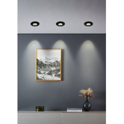 Eglo - Комплект от 7 вградени точкови LED осветителни тела, 4,9W, 230V, 2700/4000/6500K, Ø 9 см, черно