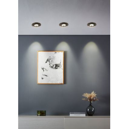 Eglo - Комплект от 7 LED вградени осветителни тела, 4,9 W, 230 V, 2700/4000/6500 K, диаметър 9 см, матов хром