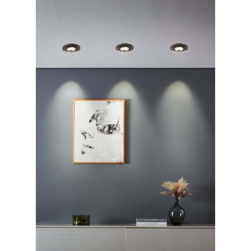 Eglo - Комплект от 7 LED вградени осветителни тела, 4,9 W, 230 V, 2700/4000/6500 K, диаметър 9 см, матов хром