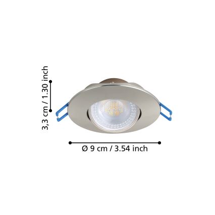 Eglo - Комплект от 7 LED вградени осветителни тела, 4,9 W, 230 V, 2700/4000/6500 K, диаметър 9 см, матов хром