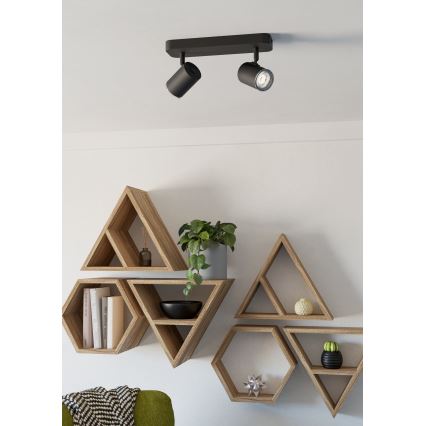 Eglo - Точково осветително тяло за баня 2xGU10/5W/230V IP44 черно