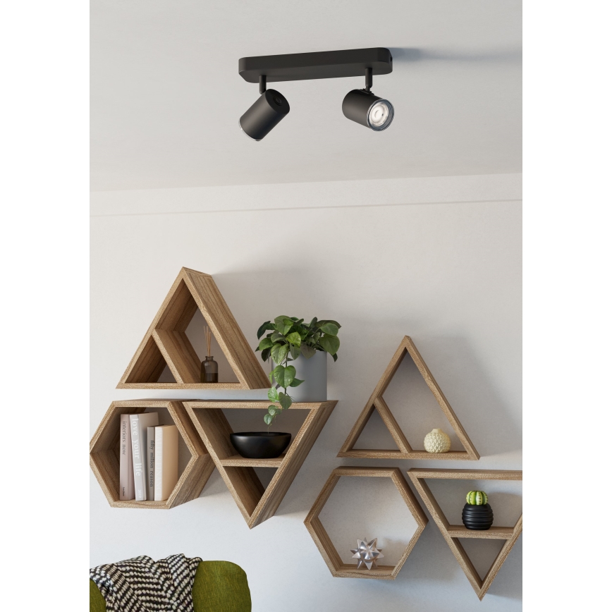 Eglo - Точково осветително тяло за баня 2xGU10/5W/230V IP44 черно