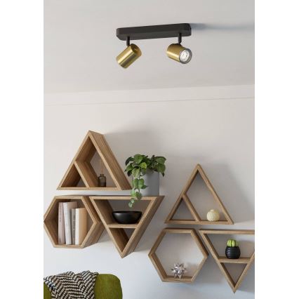 Eglo - Точково осветително тяло за баня 2xGU10/5W/230V IP44 черно/златисто