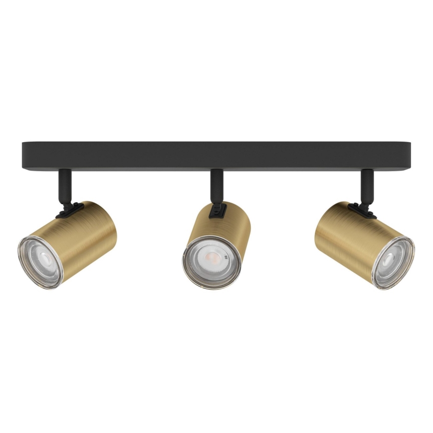 Eglo - Спот за баня 3xGU10/5W/230V IP44 черно/златисто