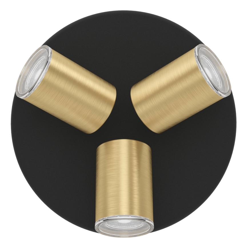 Eglo - Точково осветително тяло за баня 3xGU10/5W/230V IP44 черно/златно