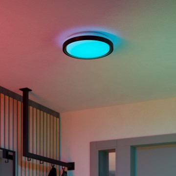 Eglo 300684 - LED RGBW димируем таванен плафон MALERAMARA-Z LED/14W/230V 2700-6500K Ø 35,7 см черно/златисто + дистанционно управление