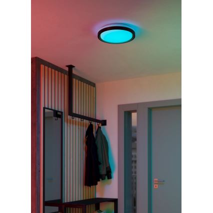 Eglo 300684 - LED RGBW димируем таванен плафон MALERAMARA-Z LED/14W/230V 2700-6500K Ø 35,7 см черно/златисто + дистанционно управление