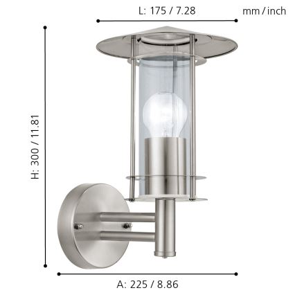 Eglo - Екстериорна лампа 1xE27/60W/230V IP44
