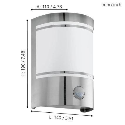 Eglo - Екстериорна лампа 1xE27/40W IP44