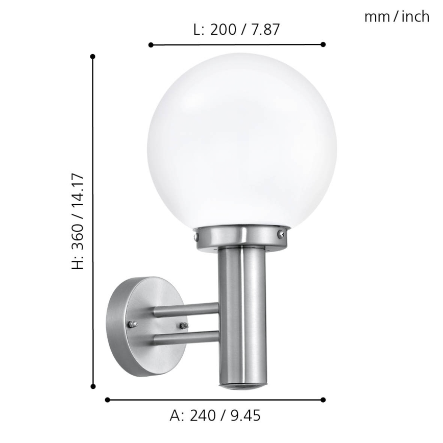 Eglo - Екстериорна лампа E27/60W/230V IP44