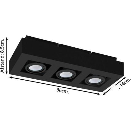 Eglo 31064 - LED точково осветително тяло MENDOZA 3xLED/4,7W/230V 3000K черно