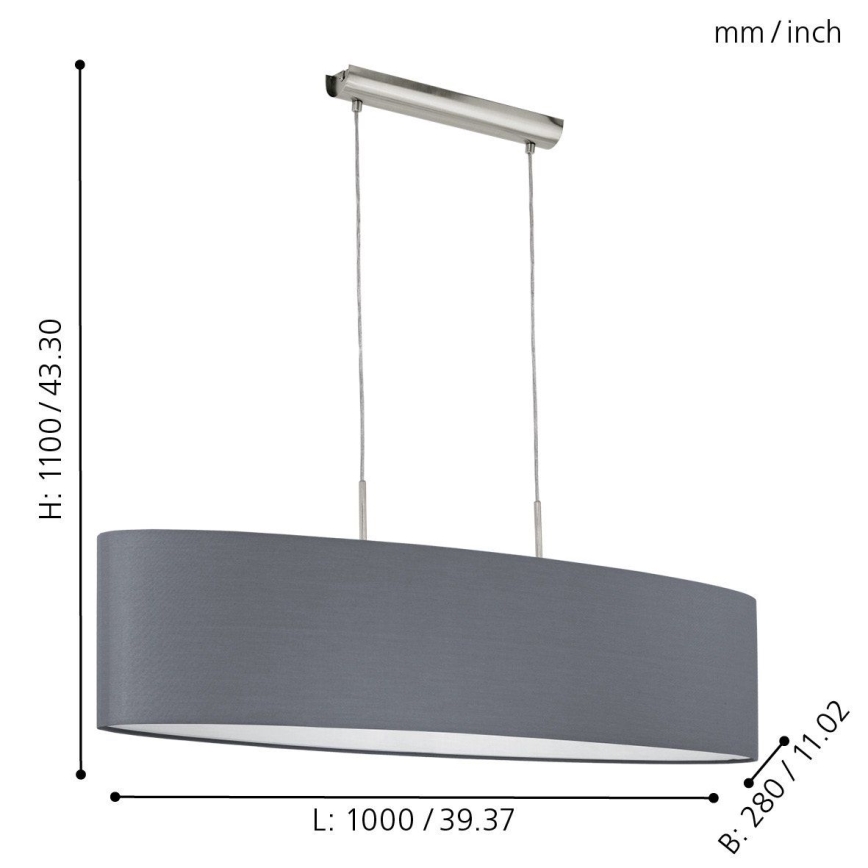 Eglo - Полилей на кабел 2xE27/60W/230V