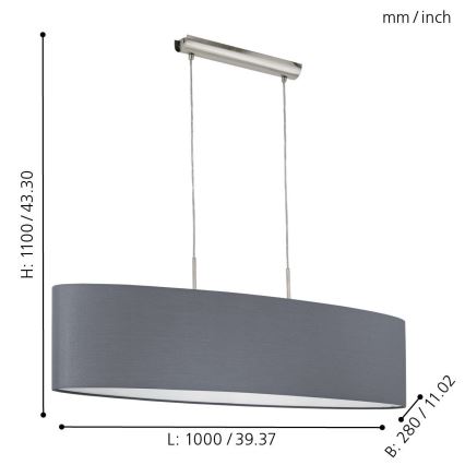 Eglo - Полилей на верижка 2xE27/60W/230V