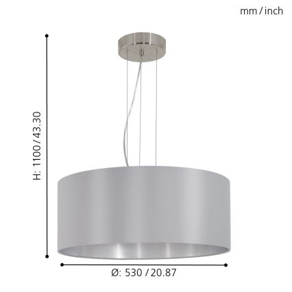 Eglo - Полилей с кабел 3xE27/60W/230V