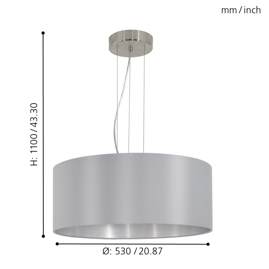 Eglo - Полилей с кабел 3xE27/60W/230V