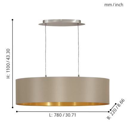 Eglo - Полилей на кабел 2xE27/60W/230V