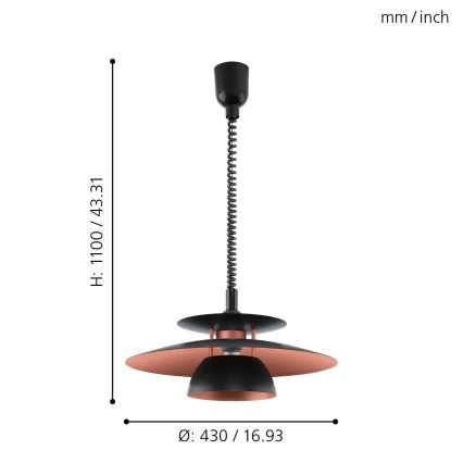 Eglo - свиващ се Полилей 1xE27/60W/230V