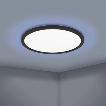 Eglo 31704 - LED RGBW димируемо таванно осветително тяло ROVITO-Z 1xLED/16,5W/230V 2700-6500K диаметър 42 см черно + дистанционно управление