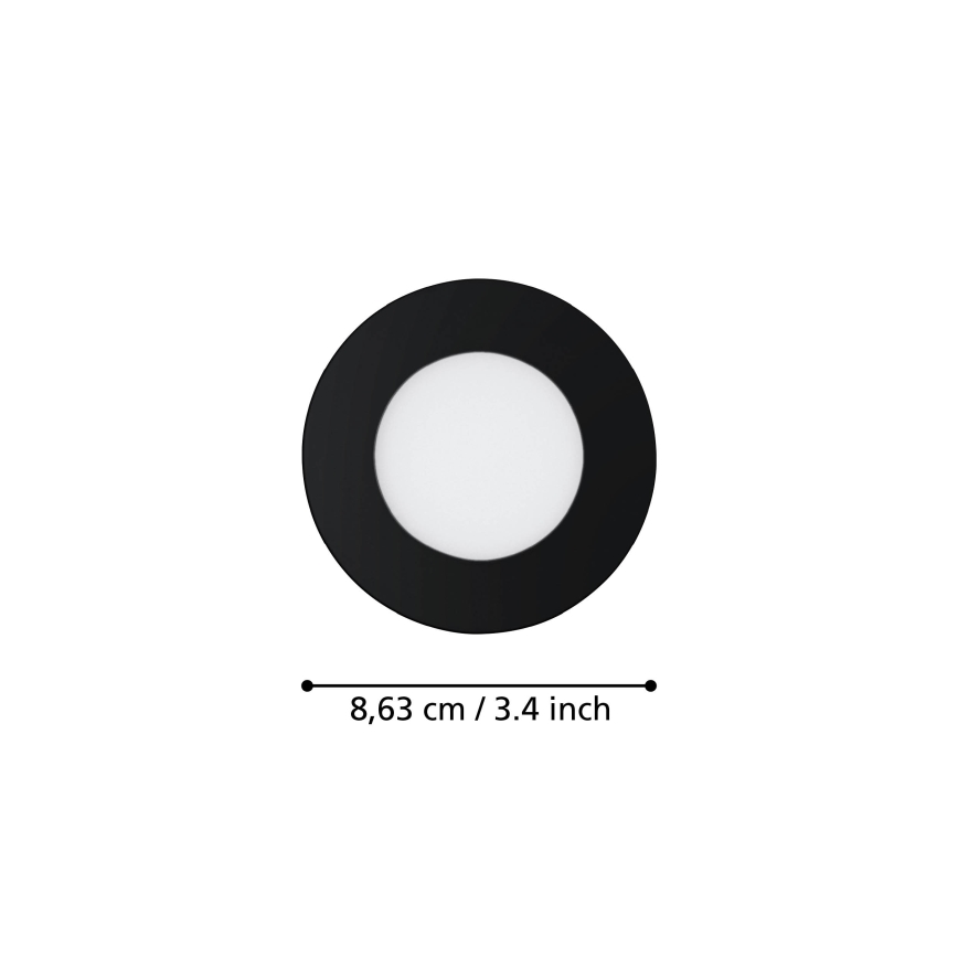 Eglo 31743 - Комплект от 3 димируеми LED вградени осветителни тела за баня FUEVA-Z LED/2,8W/230V 2700-6500 K IP44, черни, Ø 8,5 см