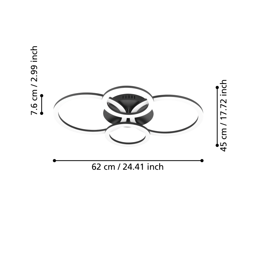 Eglo 31769 - LED Димируем плафон PARRAPOS-Z LED/41W/230V 3000-6500K черен