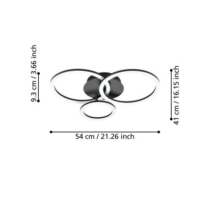 Eglo 31771 - LED Димируем плафон PARRAPOS-Z LED/33W/230V 3000-6500K черен