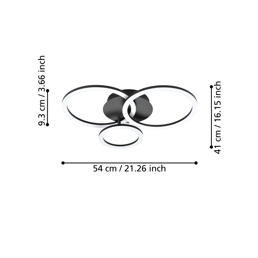 Eglo 31771 - LED Димируем плафон PARRAPOS-Z LED/33W/230V 3000-6500K черен