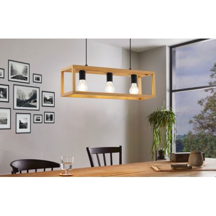 Eglo 32144 - Полилей на кабел BLACKCROWN 3xE27/40W/230V кафяв