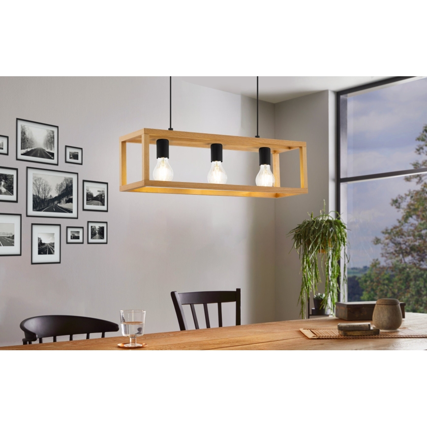 Eglo 32144 - Полилей на кабел BLACKCROWN 3xE27/40W/230V кафяв