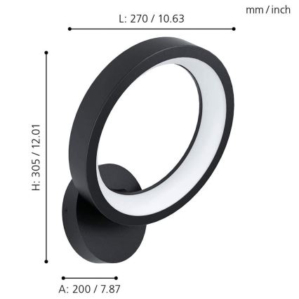 Eglo 32325 - LED RGBW Димируем аплик MARGHERA-C LED/16W/230V 2700-6500K черен