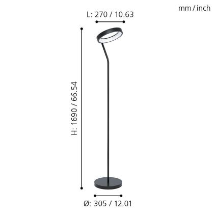 Eglo 32327 - LED RGBW димируема подова лампа MARGHERA-C LED/15,5W/230V 2700-6500K черна