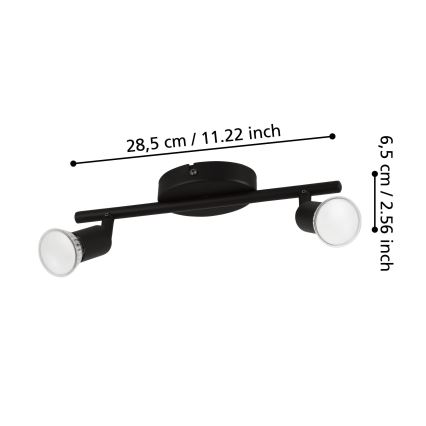 Eglo - LED Спот 2xGU10/2,8W/230V 3000K черен