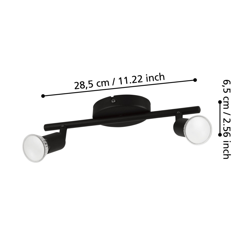 Eglo - LED Спот 2xGU10/2,8W/230V 3000K черен