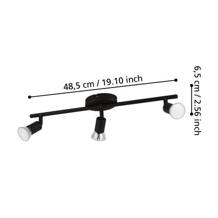 Eglo - LED Спот 3xGU10/2,8W/230V 3000K черен