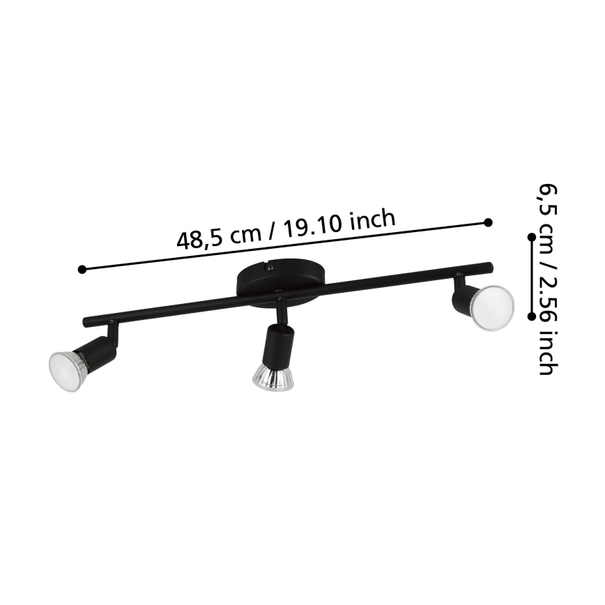 Eglo - LED Спот 3xGU10/2,8W/230V 3000K черен
