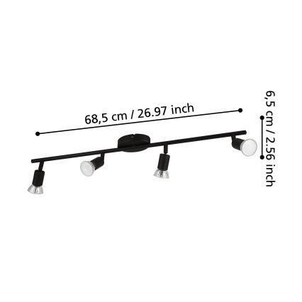Eglo - LED Спот 4xGU10/2,8W/230V 3000K черен