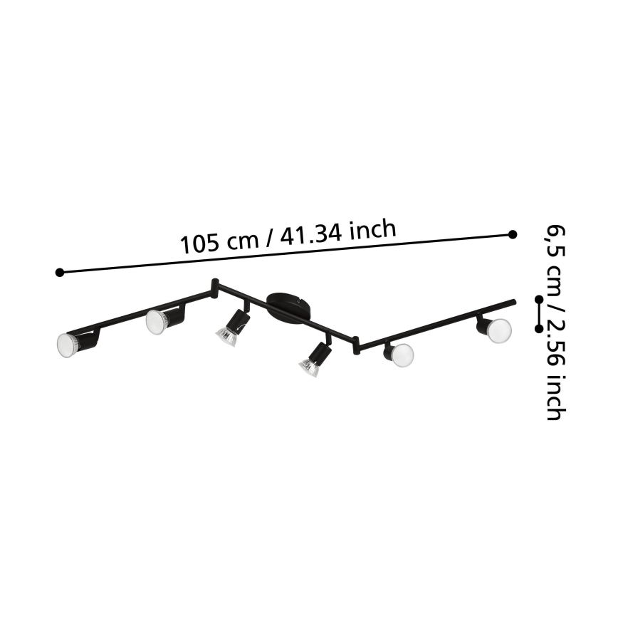 Eglo - LED Спот 6xGU10/2,8W/230V 3000K черен