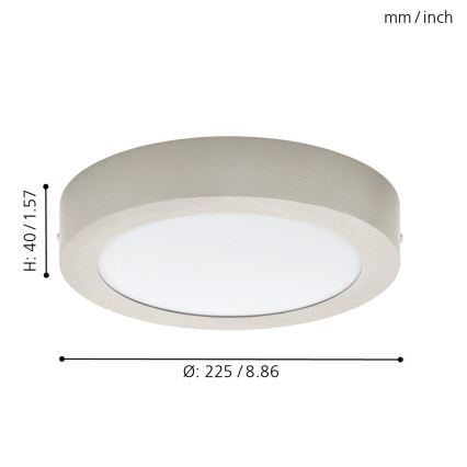 Eglo 32442 - LED плафон FUEVA 1 LED/18W/230V с диаметър 22,5 cm