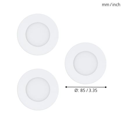 Eglo - Комплект 3x LED RGB димируемо вградено осветително тяло FUEVA-C LED/3W/230V Ø 8,5 см