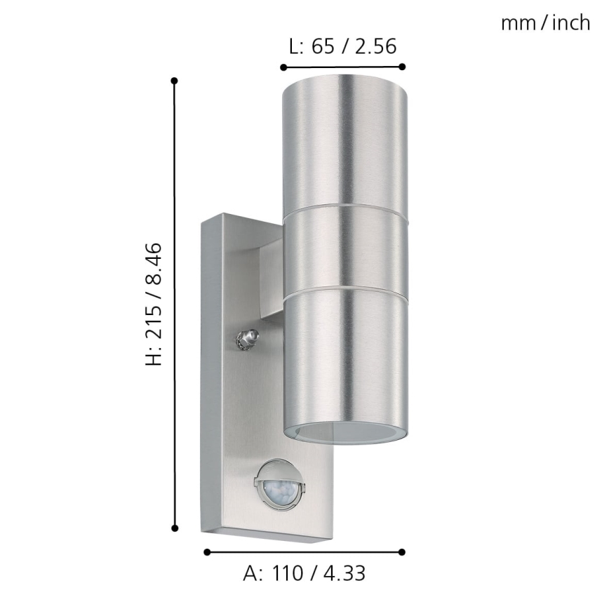 Eglo - LED Екстериорна Стенна лампа със сензор 2xGU10/3W/230V IP44