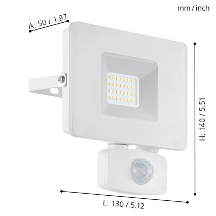 Eglo - LED Рефлектор със сензор LED/20W/230V IP44